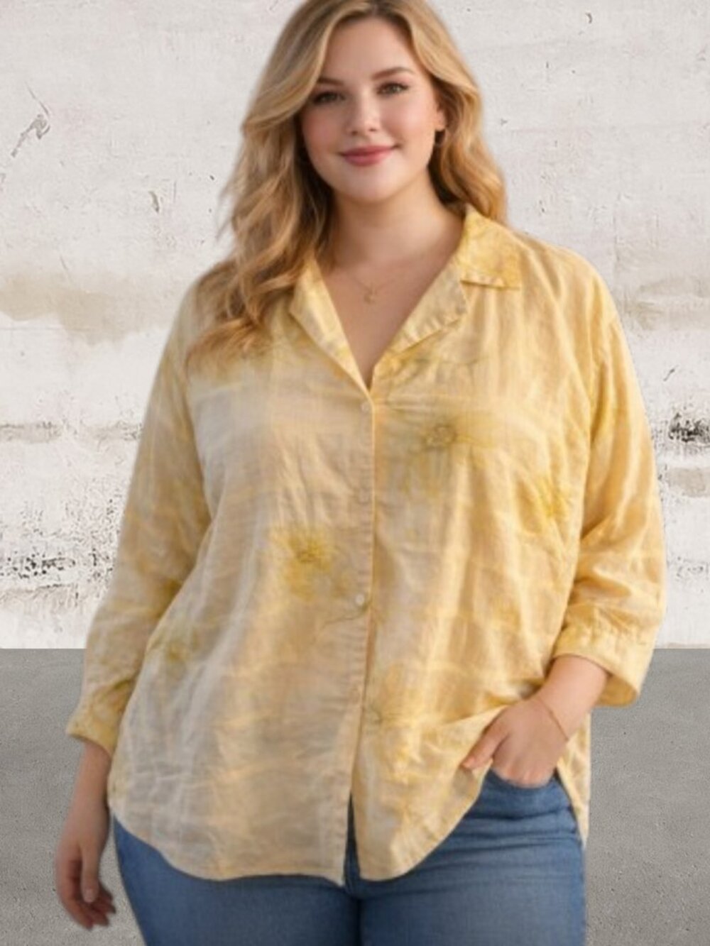 Talbots Women's Sunflower Button Up Top Size XL